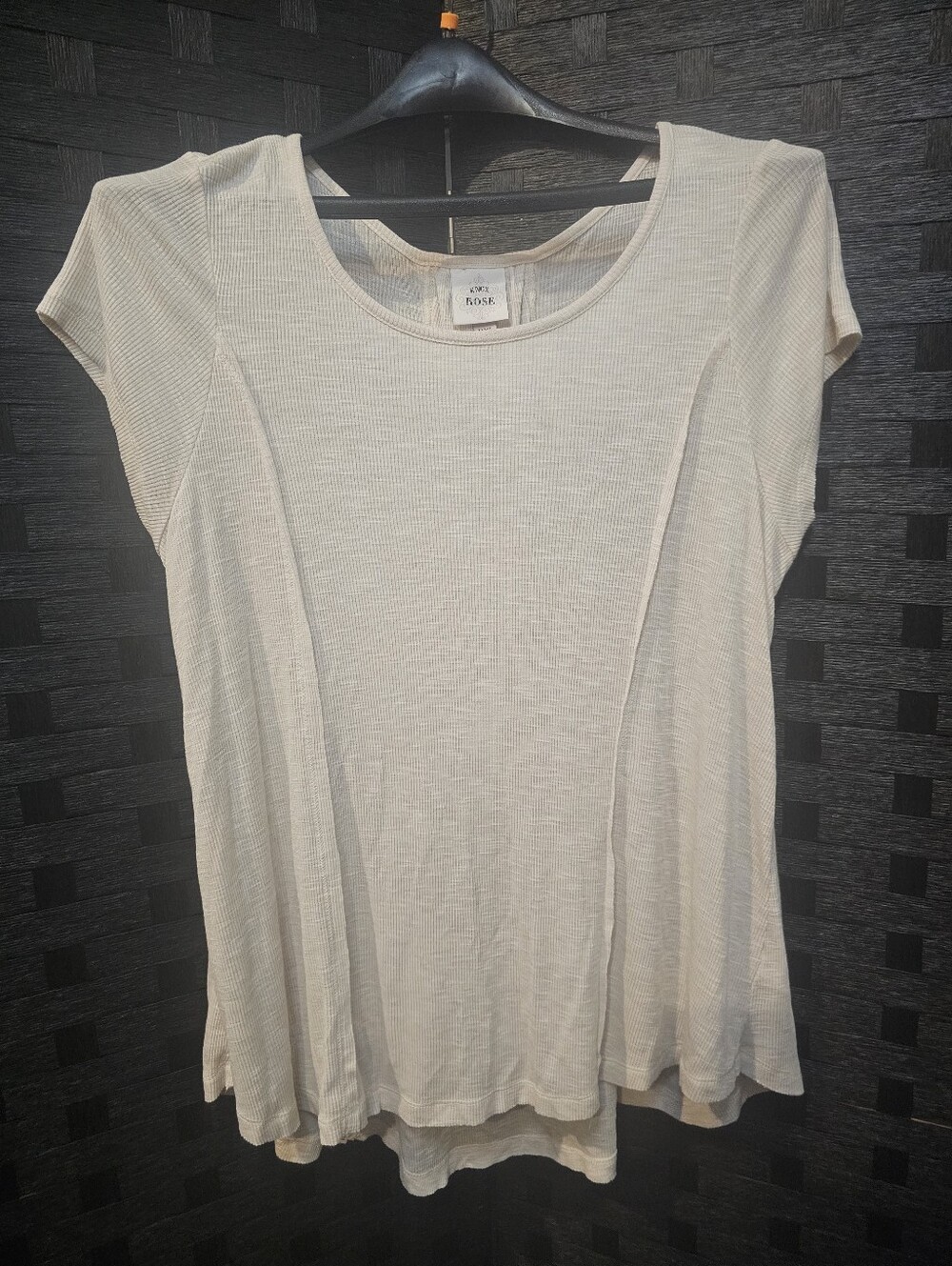 Knox Rose Cream Short Sleeve Top with Lace-Up Back